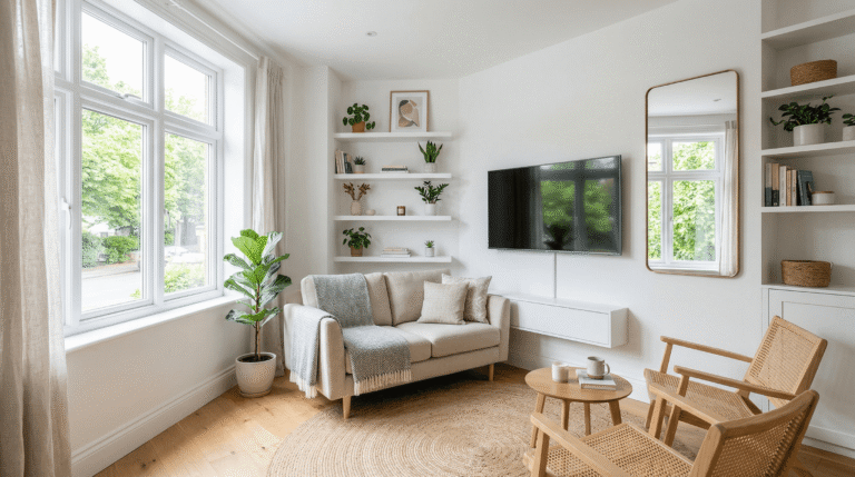 Well-designed small living room that feels spacious and airy